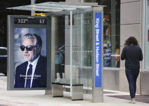 NYC Bus Shelter with 86" BoldVu® Display Showing an Ad