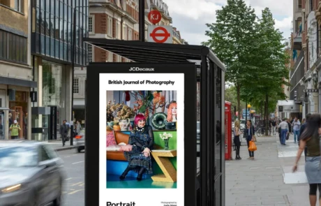 A BoldVu® Display mounted on a London bus shelter