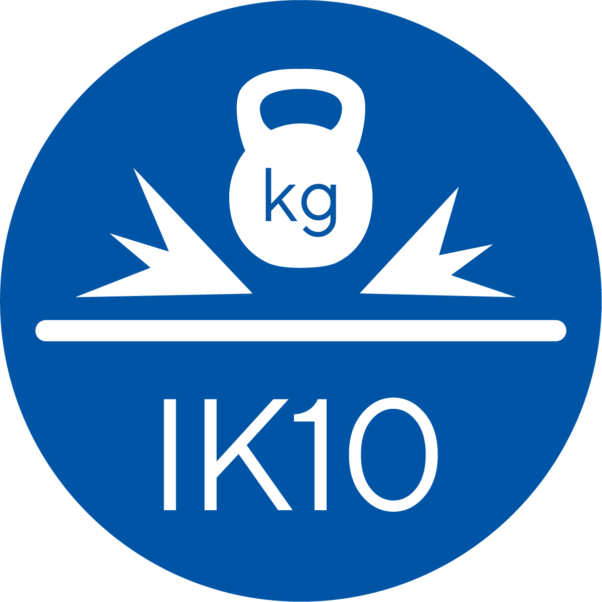 blue icon with white weight illustration with 'IK10'