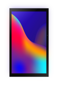 A wavy gradient of colors inside a digital display