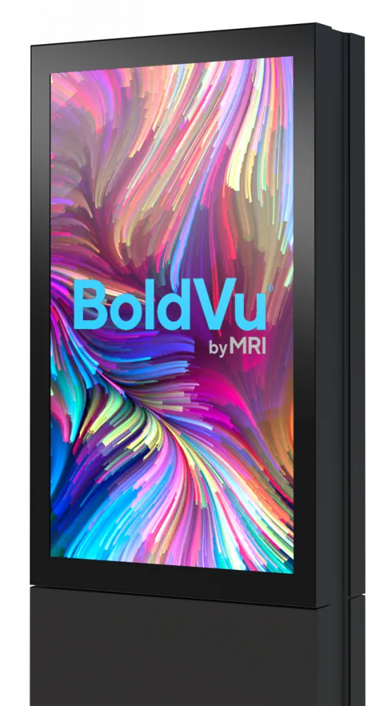 A digital screen with strands of color in the background