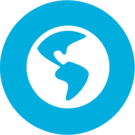 A white icon that represents earth