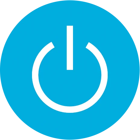A white icon that represents a power symbol