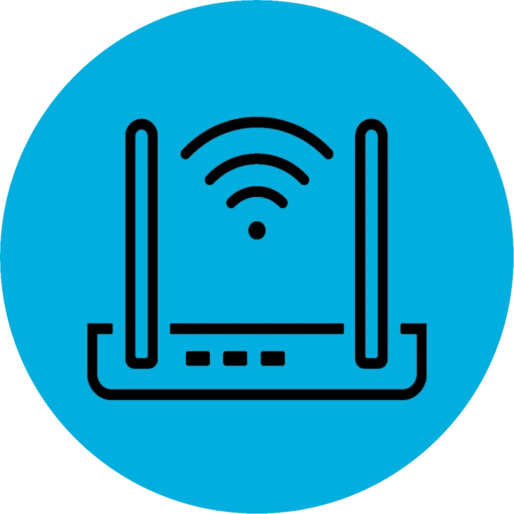 Icon of Wi-Fi router with signal arcs above it