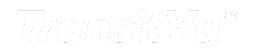 A thick white font for logo text spells out 'transitvu'