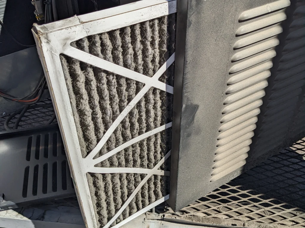 Dirty air filter found behind a failed outdoor LCD