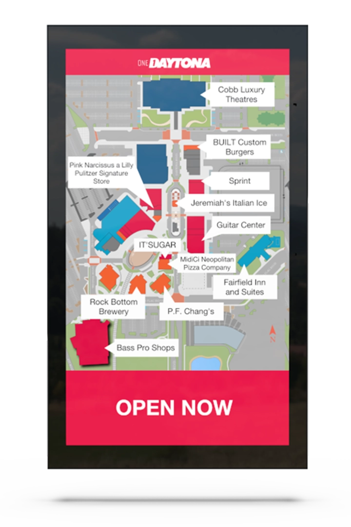 wayfinding map of Daytona's entertainment district