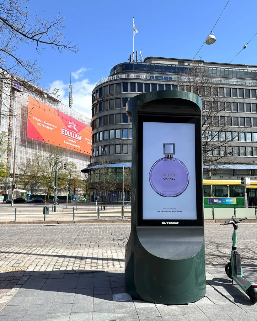 Digital street furniture with a Chanel Ad